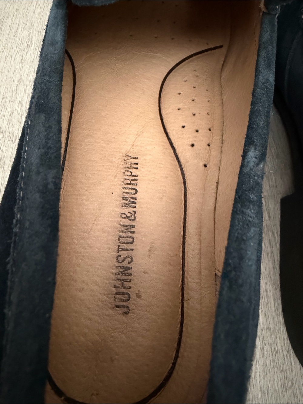 Johnston & Murphy Navy Suede Slip-On Loafers - Picture 7 of 10